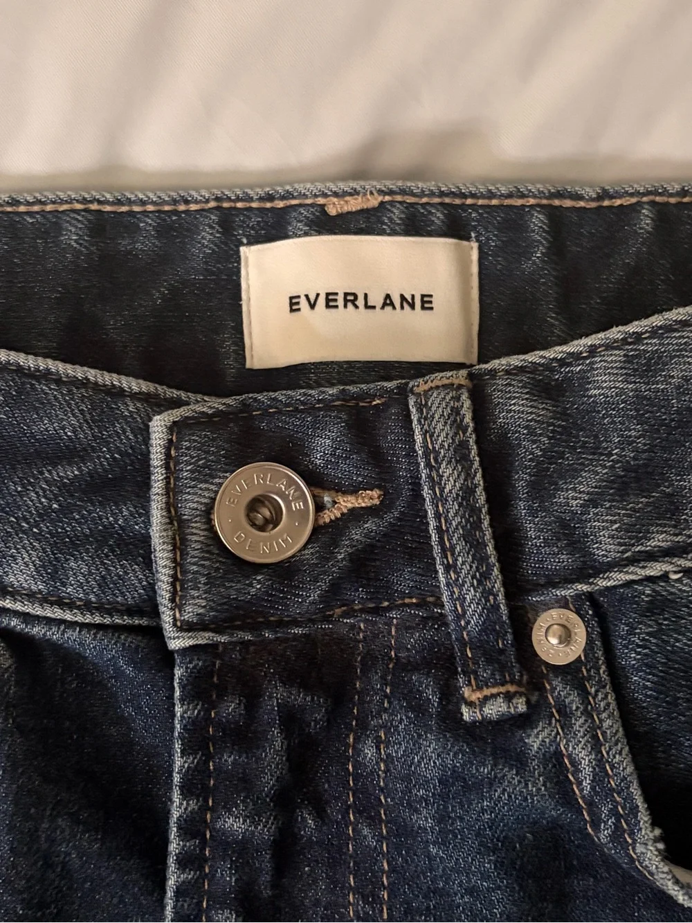 Everlane Long A-Line Denim Shorts - Medium Blue